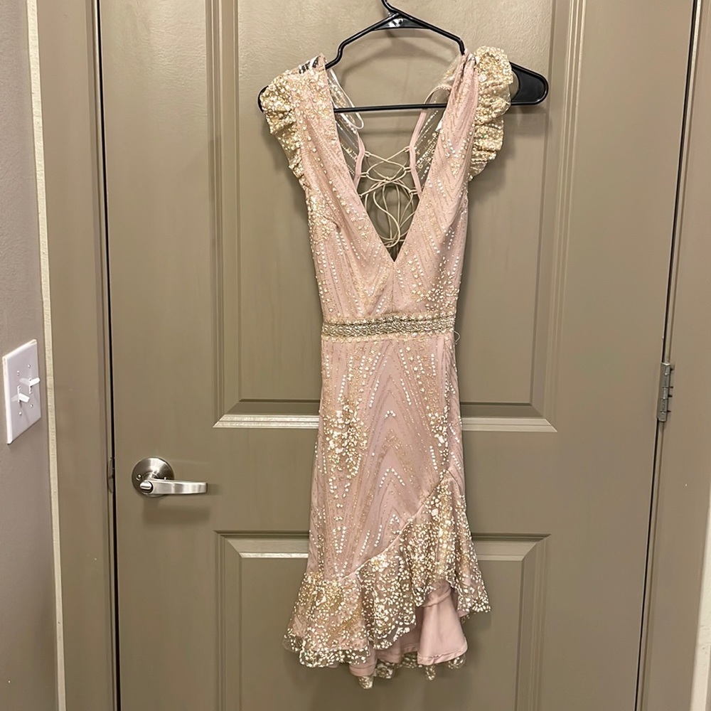 Gorgeous, sparkling nude pink dress